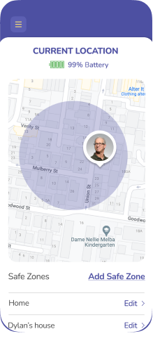 Safe zone location screen